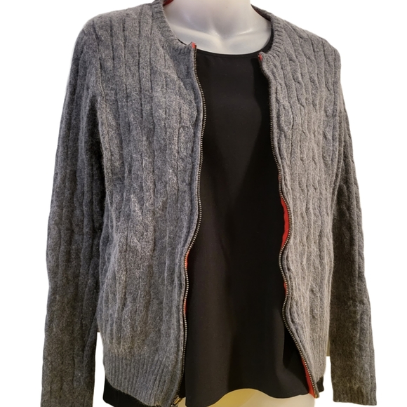 E.Bauer Angora Mix Zip-Up with Grey Cable Knit Design in S - Picture 5 of 7